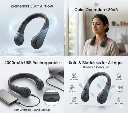 Portable Neck Fan Electric Wireless Fan